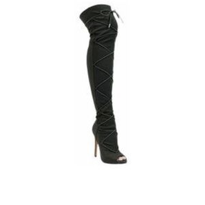OPEN TOE LACE UP THIGH HIGH
