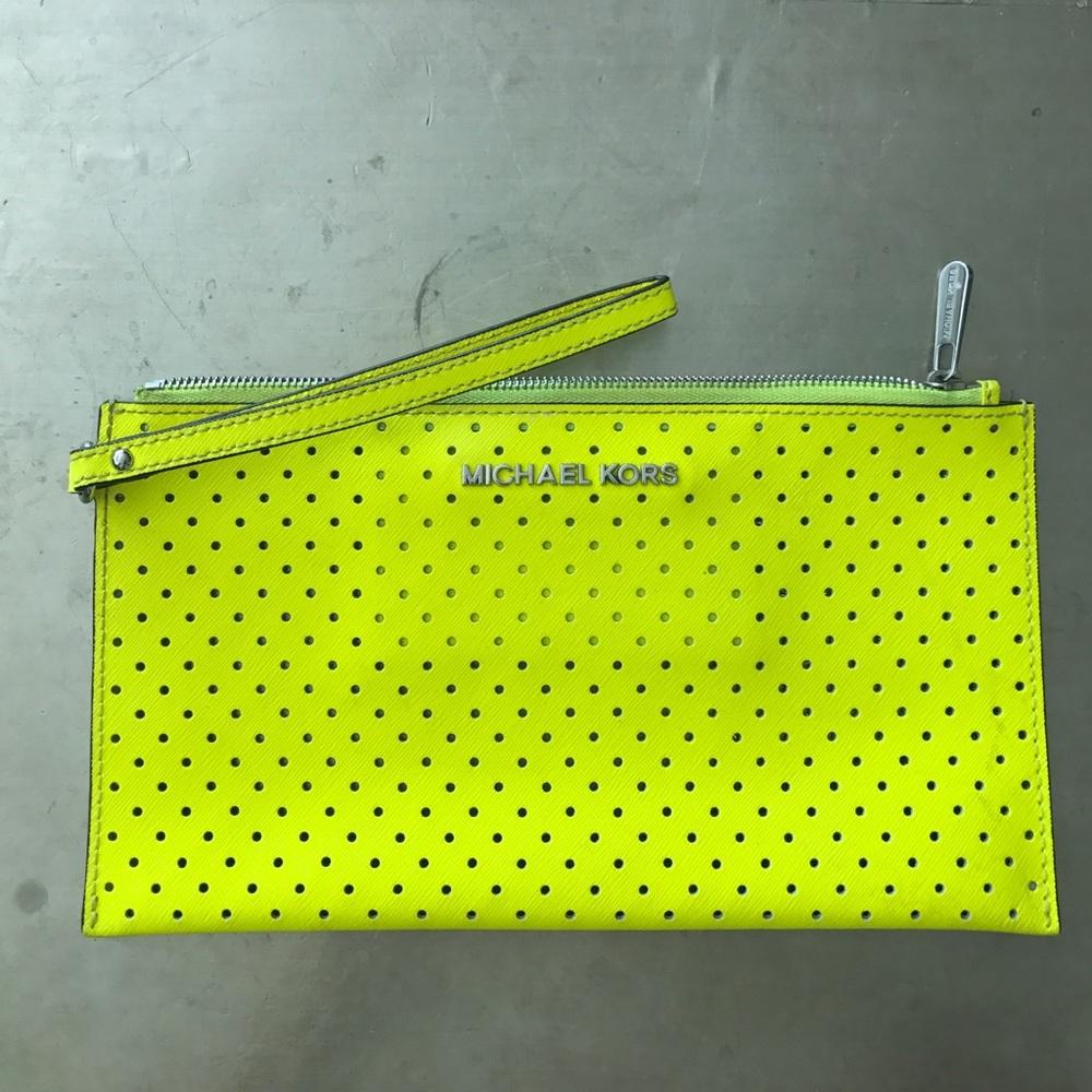 MICHAEL Michael Kors Neon Perforated Clutch