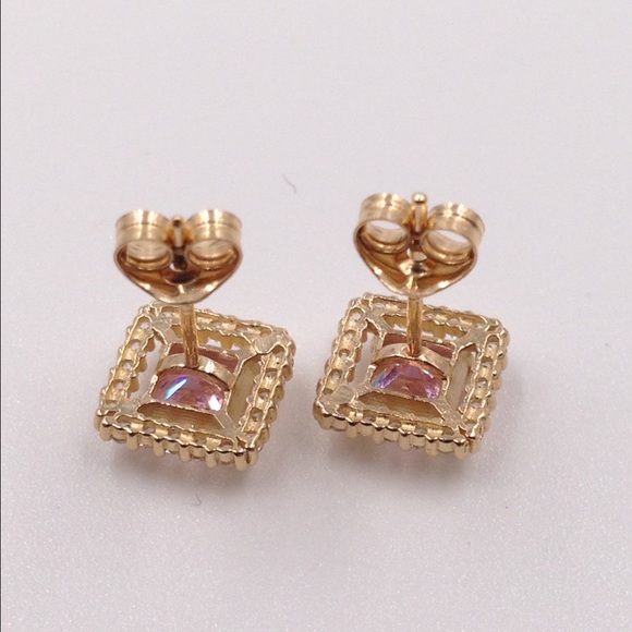 Automic Gold Backings Solid 14k yellow gold stud earrings with push back