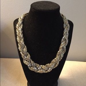 Fashion silver braided chain statement necklace