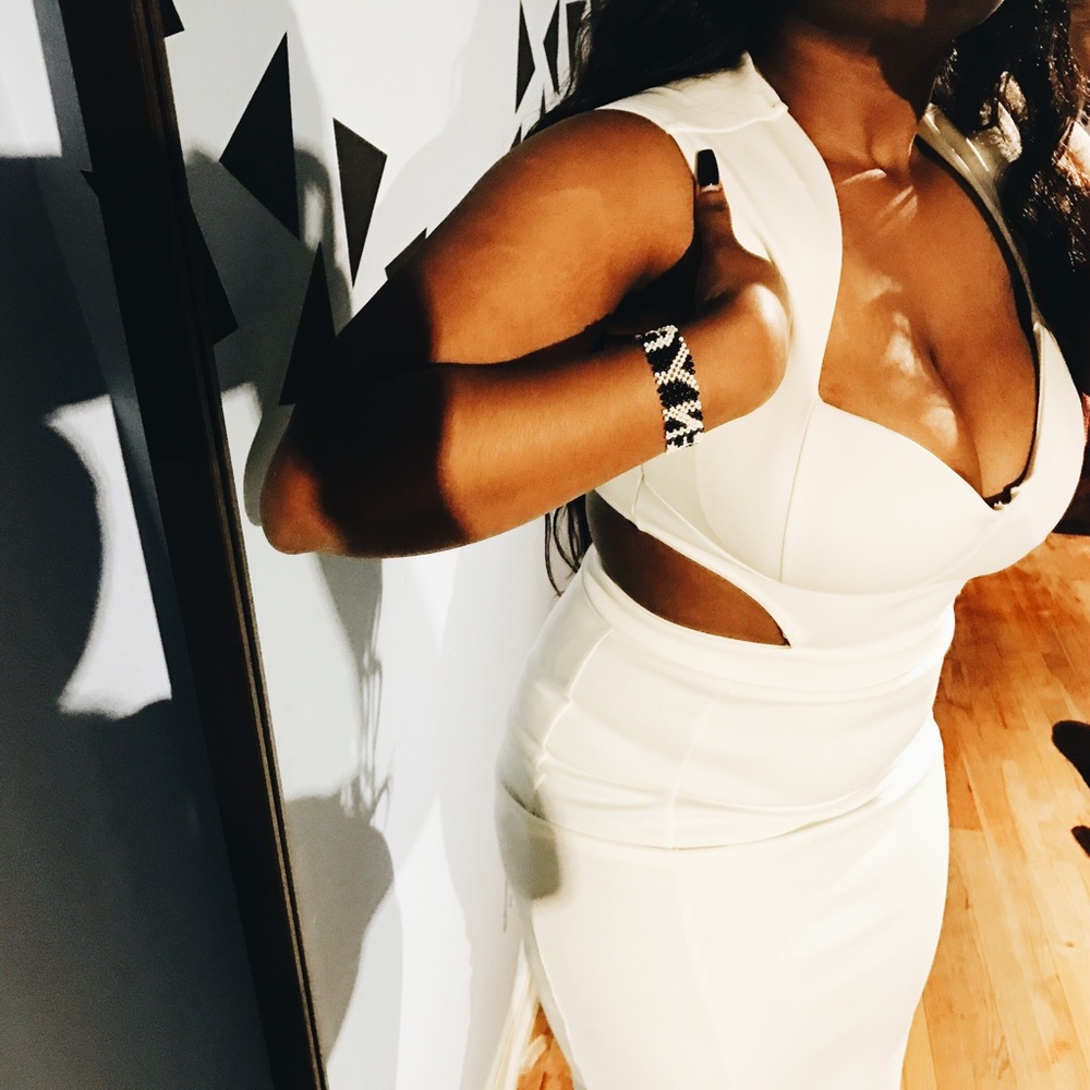 White cutout midi dress