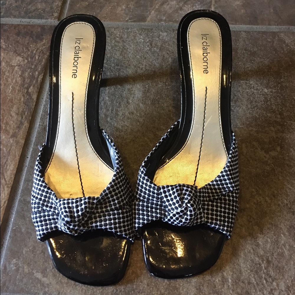 Shoe Liz Claiborne heel black and white slide sz 8