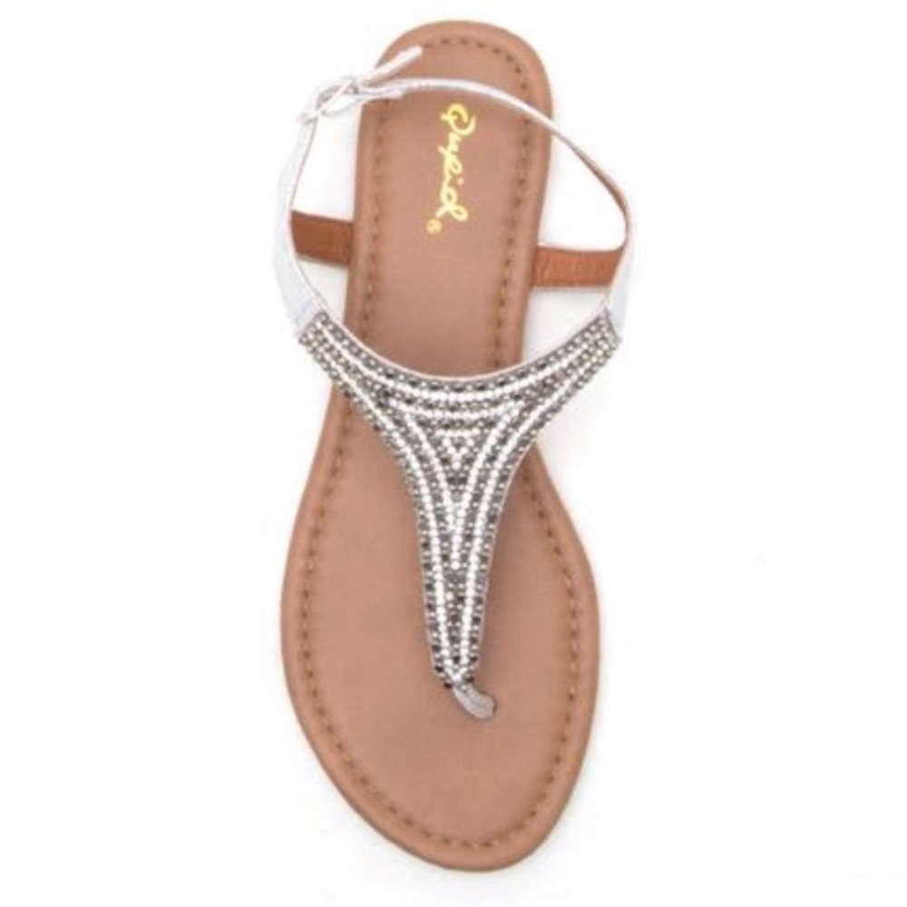 Silver T-Strap Sandals