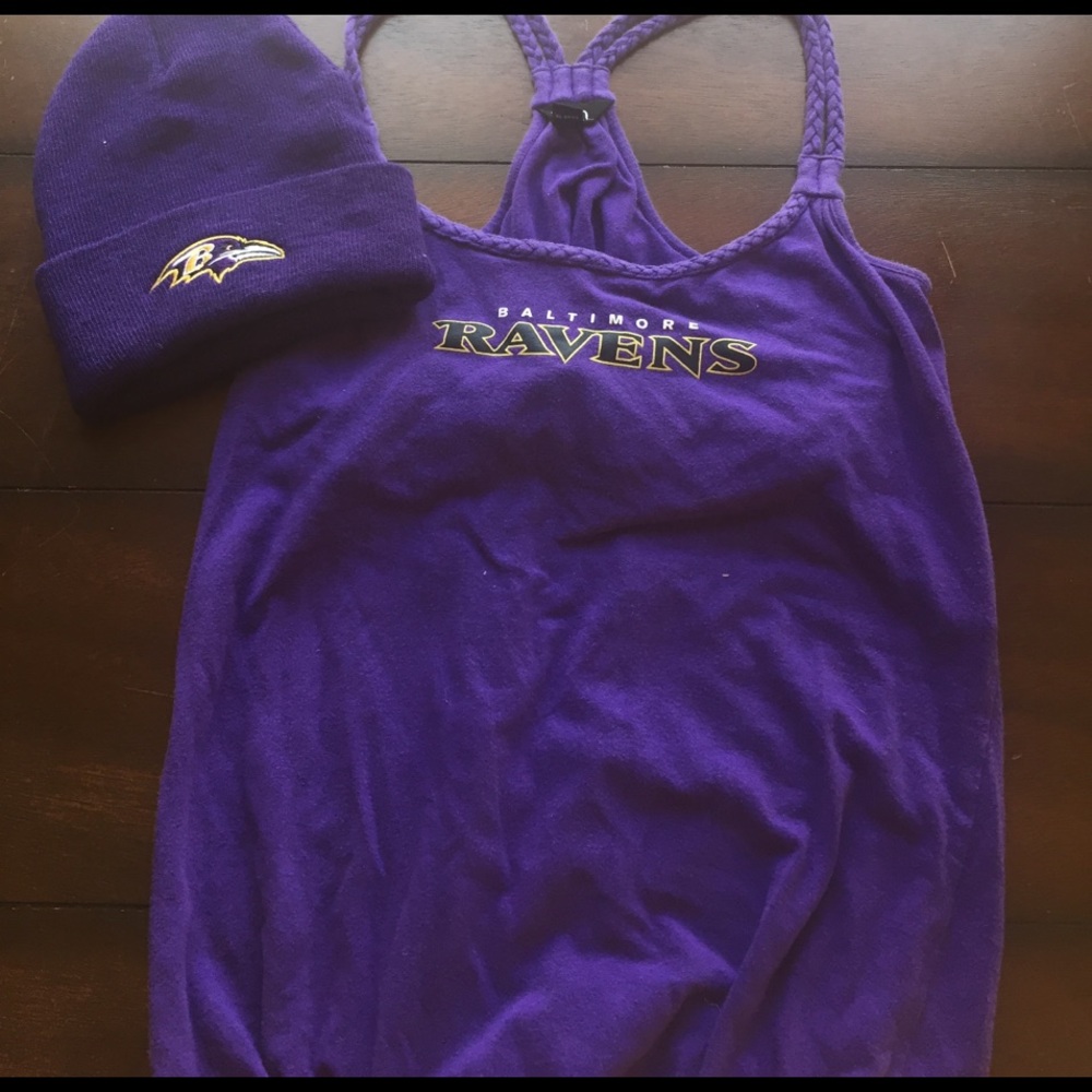 Ravens Bundle. Lined tank and beanie
