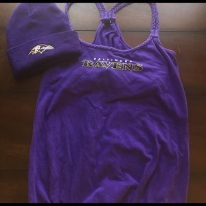 Ravens Bundle. Lined tank and beanie