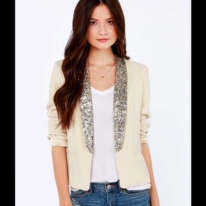 BB Dakota ivory sequin lapel blazer
