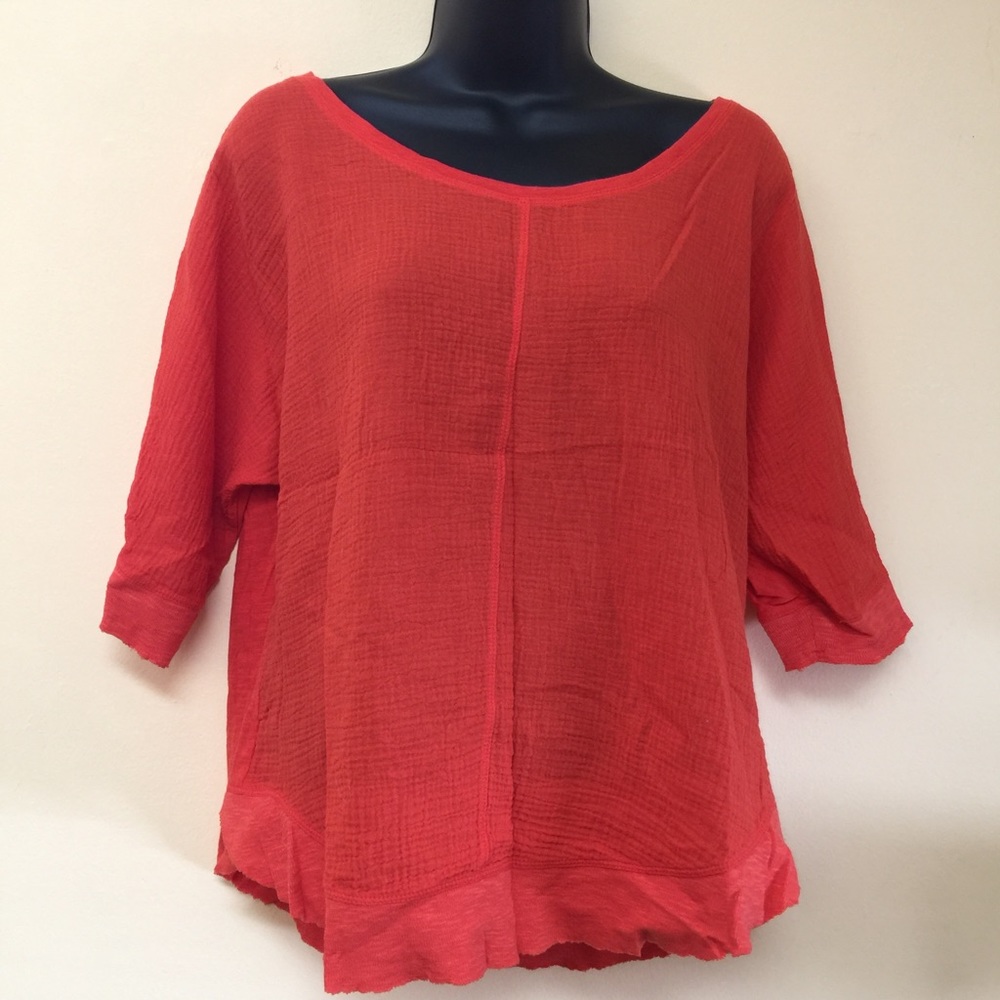 POSTMARK Short Sleeve Loose Fit Bright Orange Top