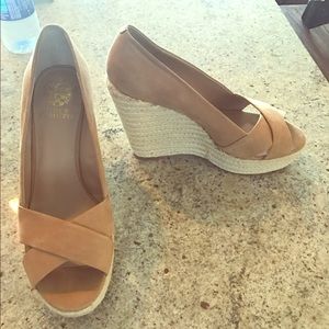 Tan suede espadrille wedges!