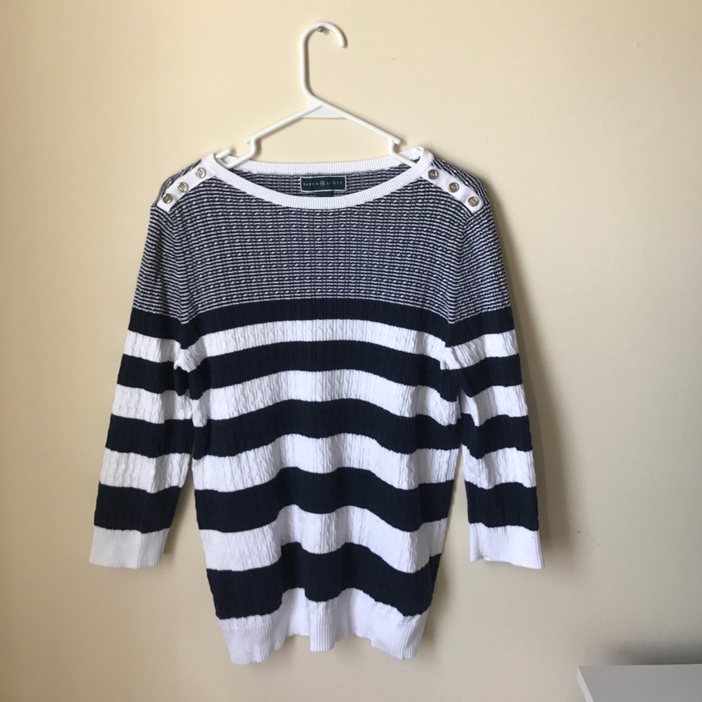 Navy and White Sweater