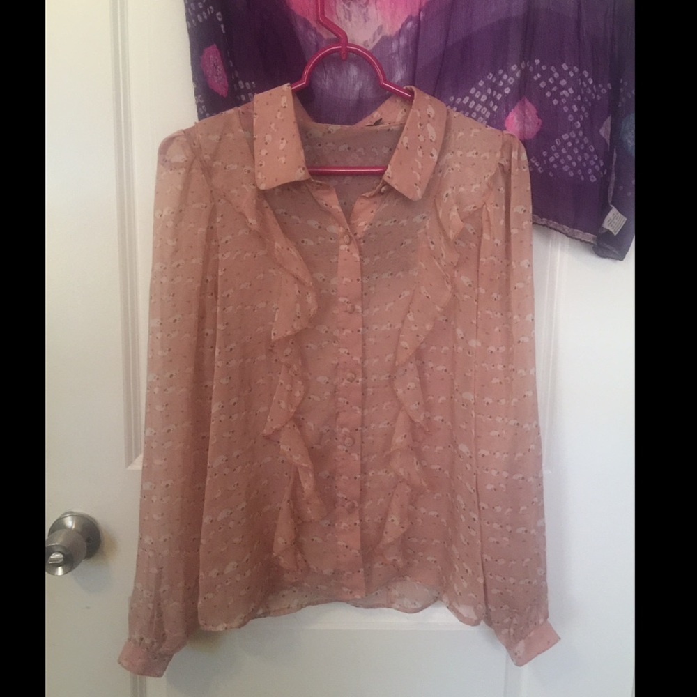 Transparent Pastel Coral Sheep Sheer Over Shirt 🎀