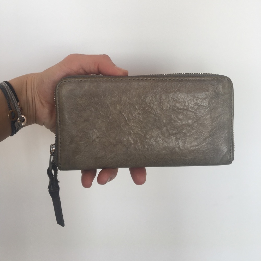 All Saints gray leather wallet