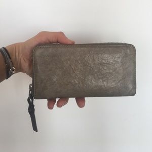 All Saints gray leather wallet
