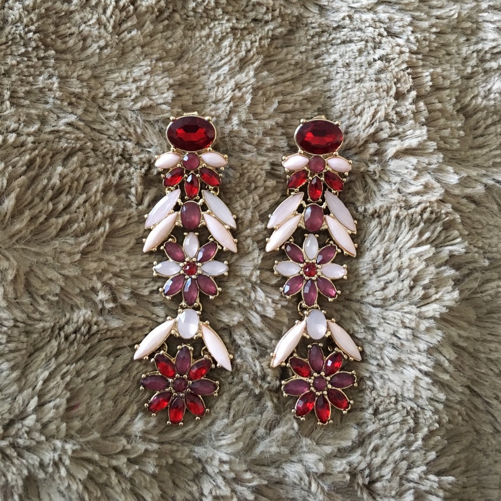Red & blush floral earrings