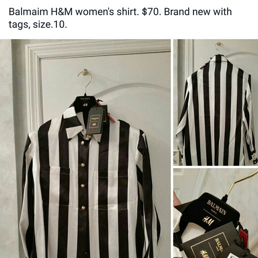 Women's Balmain x H M Long sleeved Shirt , size 10