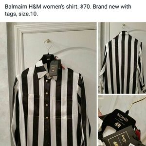 Women's Balmain x H M Long sleeved Shirt , size 10