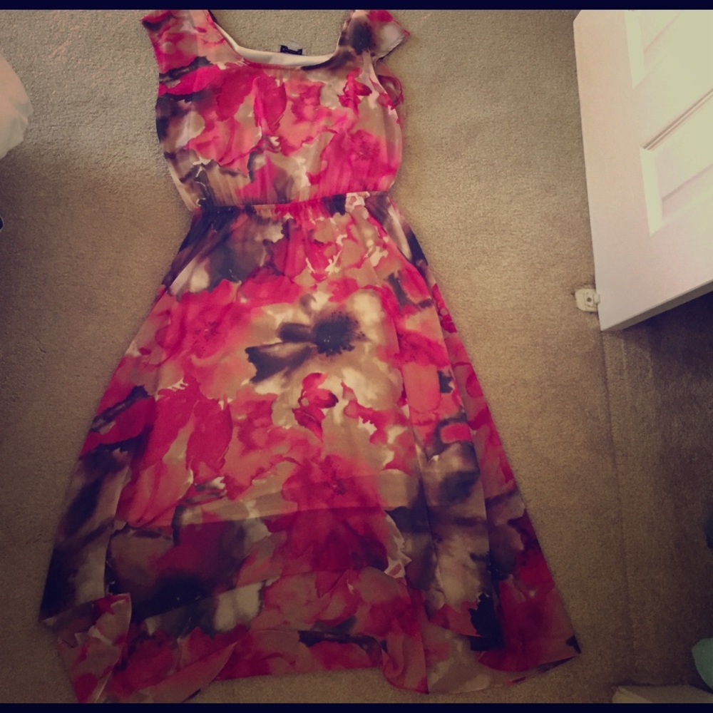 High low sheer pink floral dress