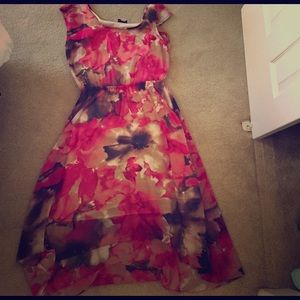 High low sheer pink floral dress