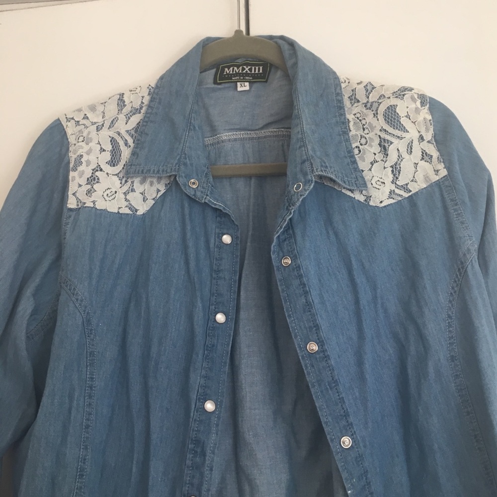 Cute button down jean top