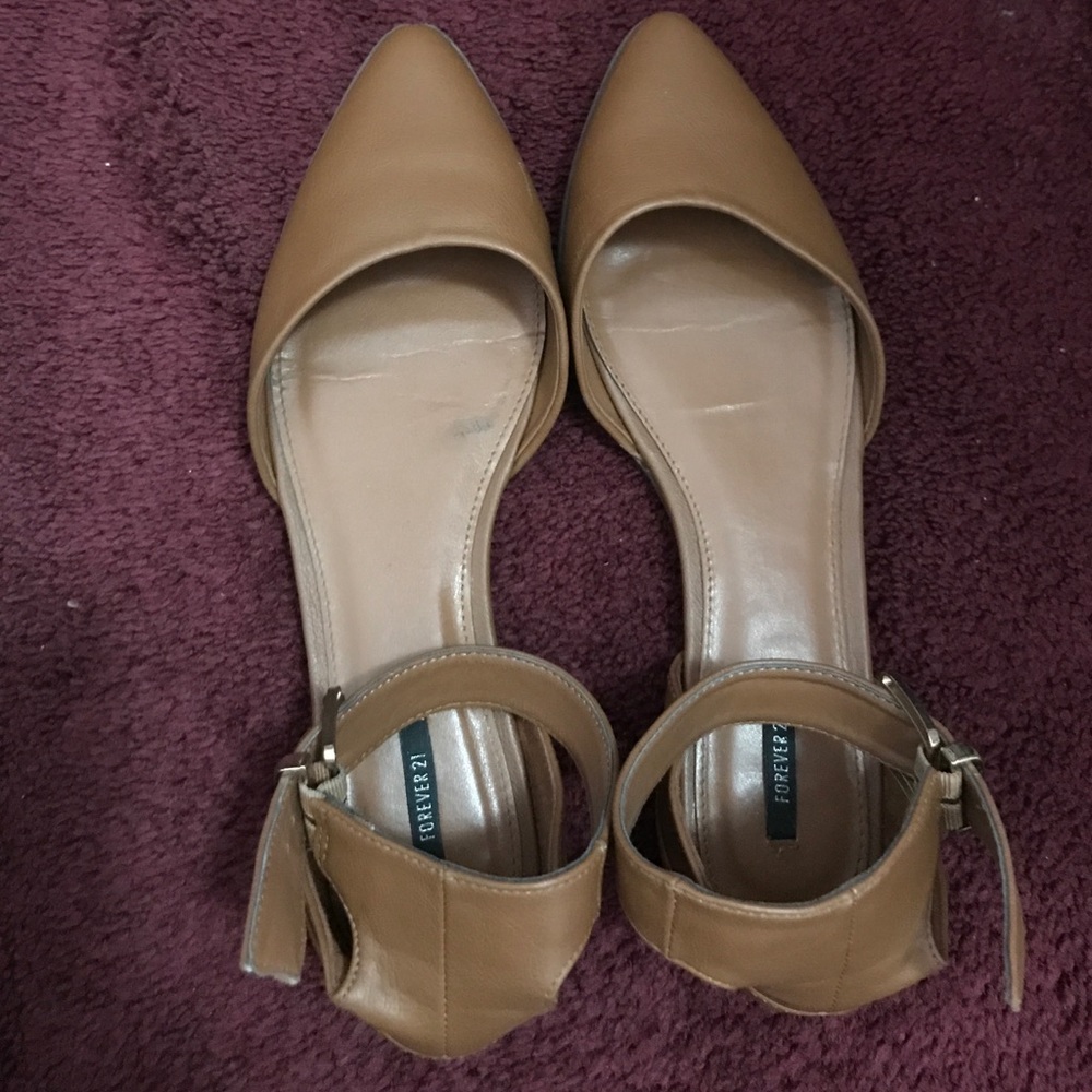 Forever 21 faux leather ankle belt strap flats