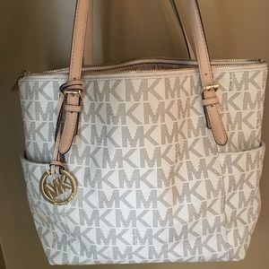 Michael Kors large white lodge tote