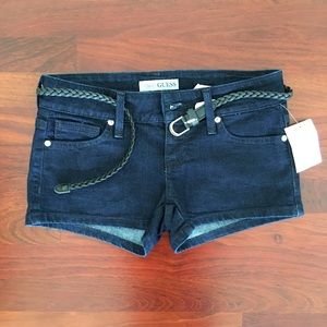 Dark Blue Jean Shorts with belt