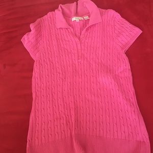 Adorable pink weave short sleeve sweater