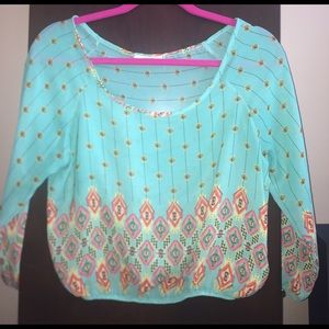 Tribal print chiffon blouse