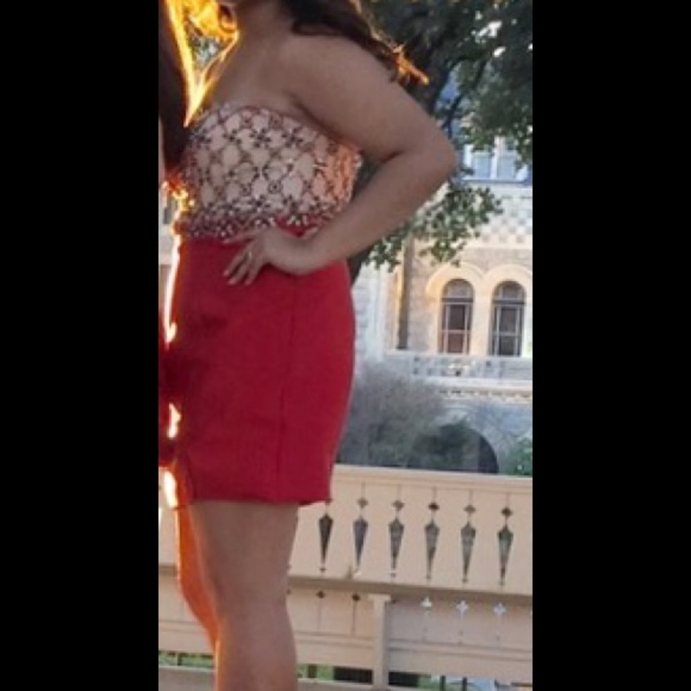 Red and tan dress