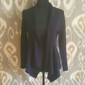Navy open front drape cardigan