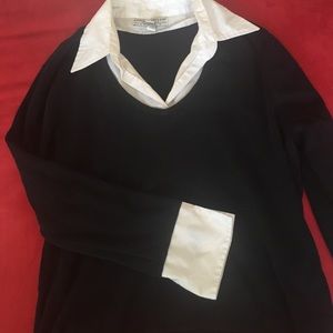 Cute black sweater with white collar and cuffs