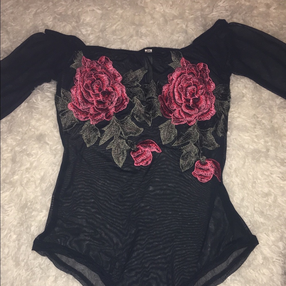 Rose Embroidered Bodysuit