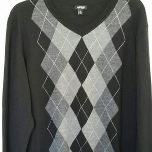 $PRICE DROP$  APT.9, BLACK/grey argyle sweater