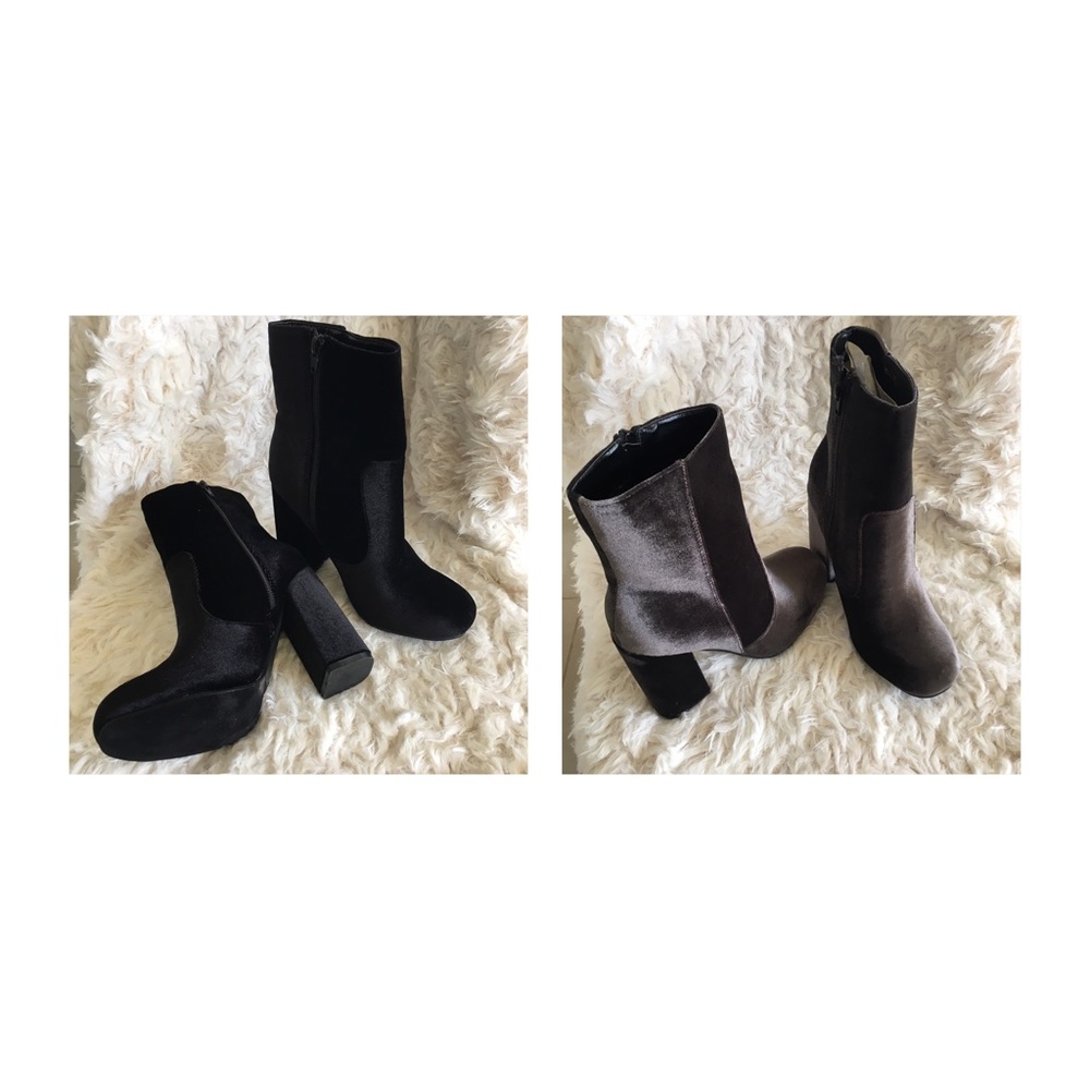 NEW WOMENS VELVET BOOTIES HEELS US SIZE 8