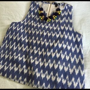 J. Crew blue Ikat cotton top EUC