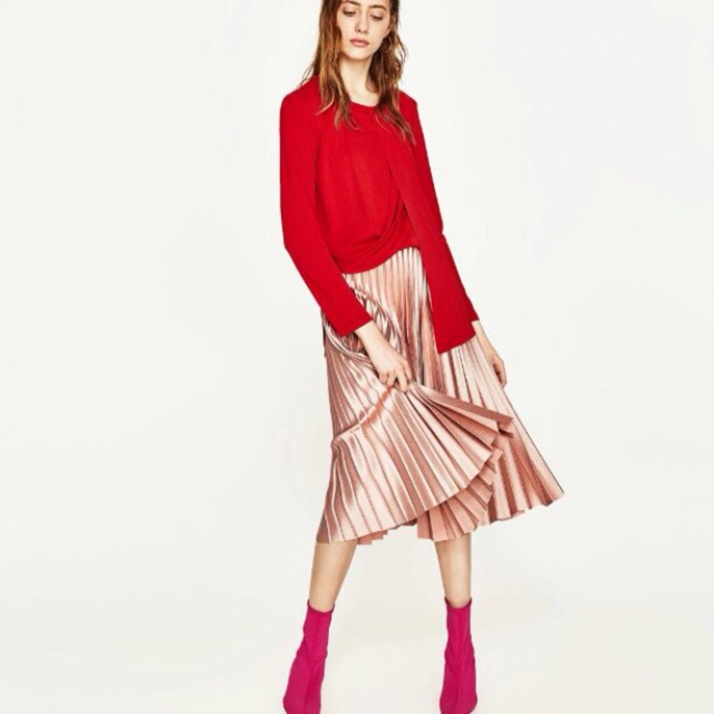 Zara metallic pleated skirt