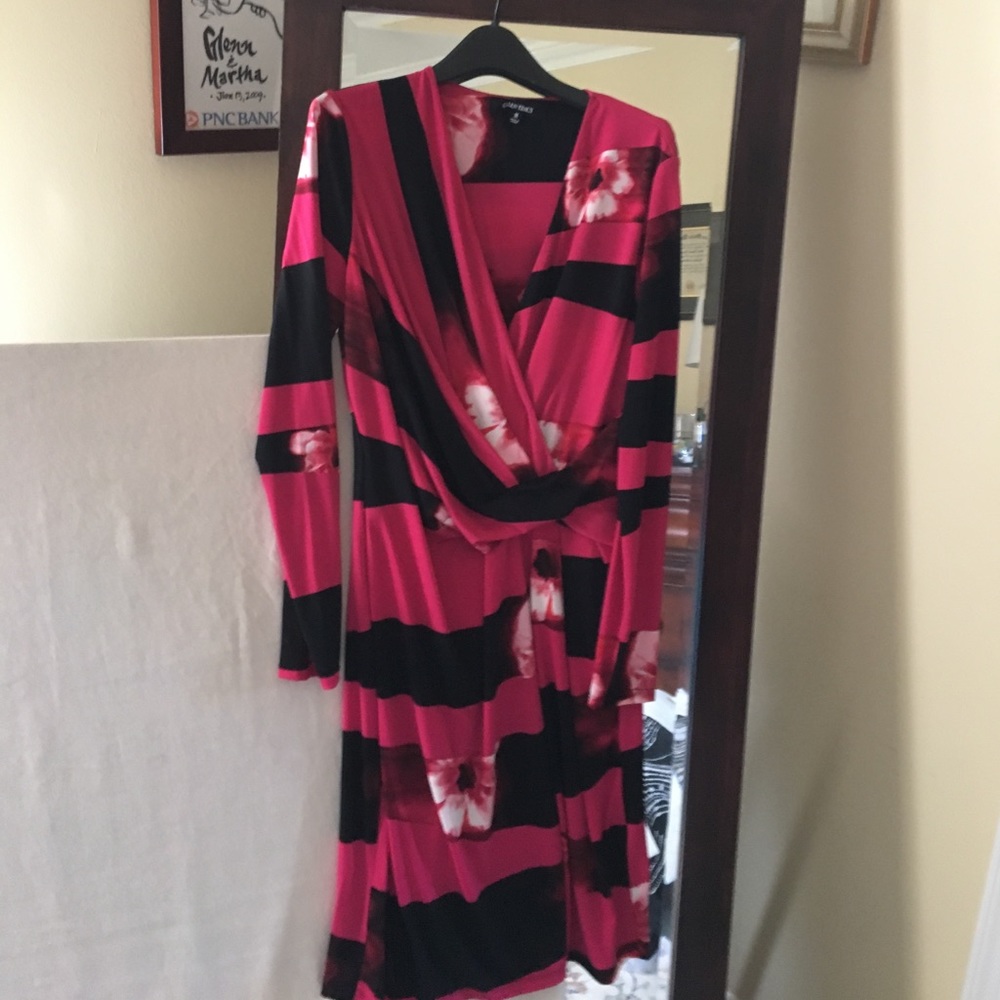 Black & Pink striped & flowered Ellen Tracy dress