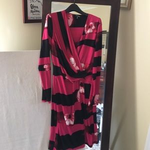 Black & Pink striped & flowered Ellen Tracy dress