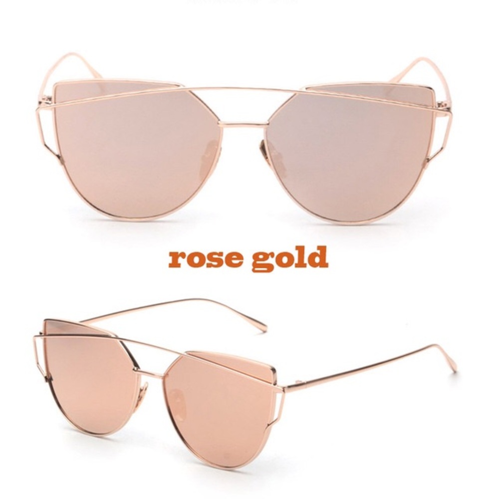 Rosegold cat eye over frame shades sunglasses - Picture 3 of 6