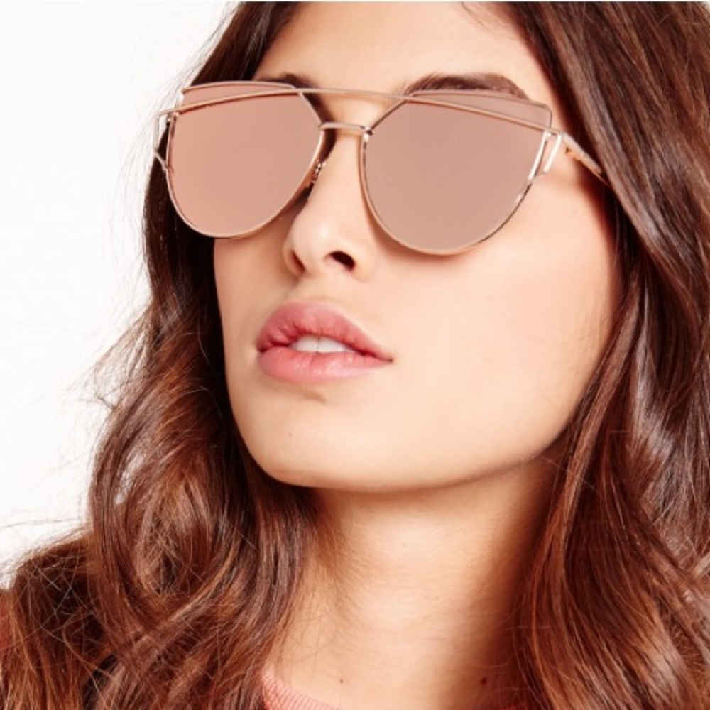 Rosegold cat eye over frame shades sunglasses - Picture 6 of 6