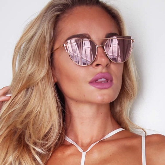 Rosegold cat eye over frame shades sunglasses - Picture 2 of 6