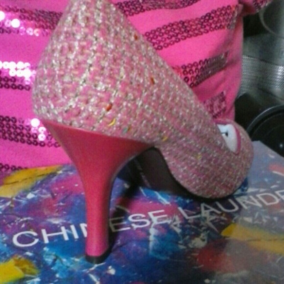 Chinese Laundry Hot Pink Tweed Heels SIZE 9M **NIB** - Picture 2 of 5
