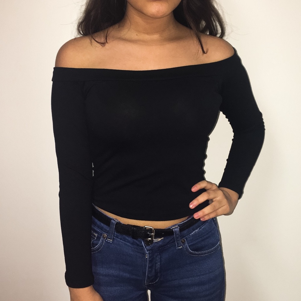 Black Off The Shoulder Crop