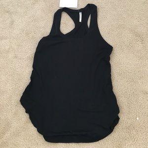 Black workout tunic with racerback and side detail