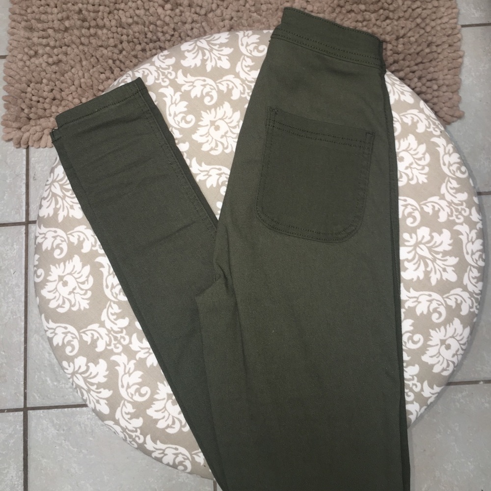 Olive Skinny Jeggings Leggings Small High Waist