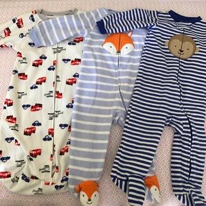 3 pairs of baby boy pajamas & sleep sack!