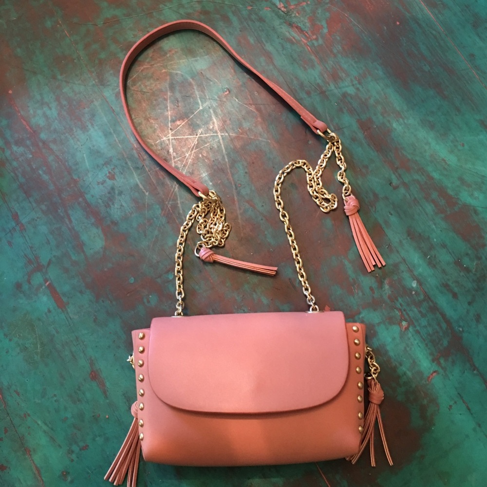 Zara nude tassel bag