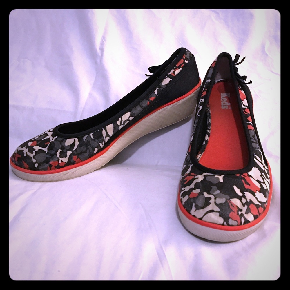 Ked's Red Camo Wedge Slide Sneaker - Canvas 7.5 M