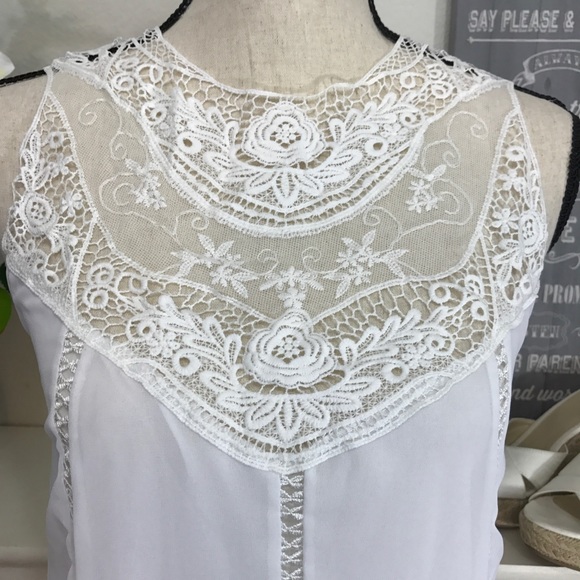 Sheer White Crochet Lace Long Top Boho - Picture 2 of 4