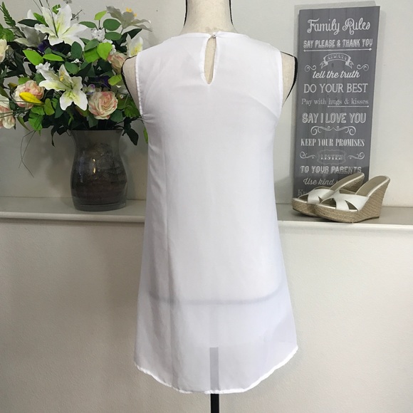 Sheer White Crochet Lace Long Top Boho - Picture 4 of 4