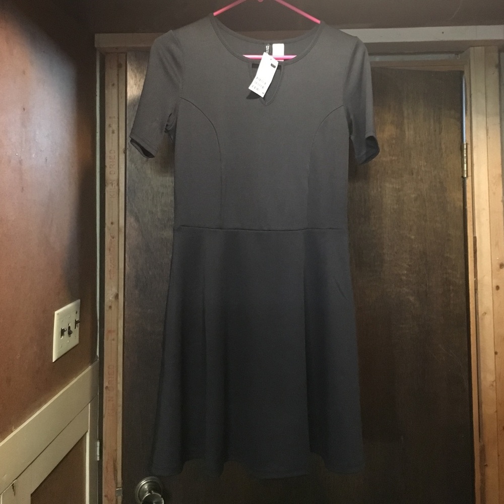 H&M Divided Ribbed Black Skater Dress